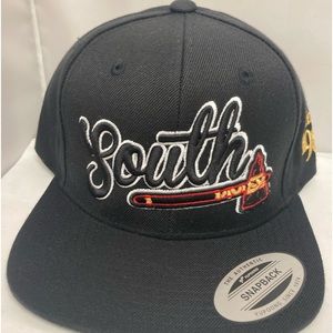 South Tomahawk Black Flat Brim Snapback Hat Cap Streetwear Urban Rap Lifestyle